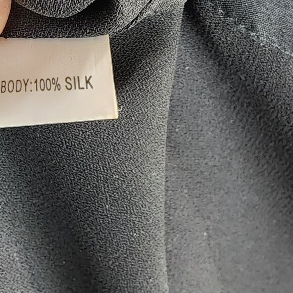 Kay Unger Sheer Midi Dress Black with White Dots V-Neck 100% Silk - Picture 9 of 9